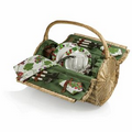 Barrel Picnic Basket w/ Deluxe Service for Two